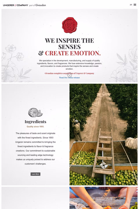 Ungerer-Company Homepage 1440px