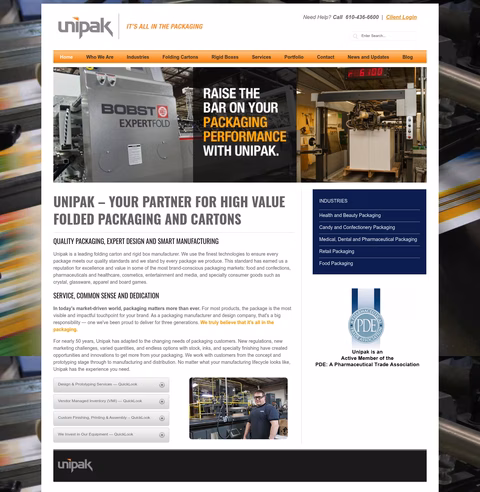 Unipak Homepage 1440px