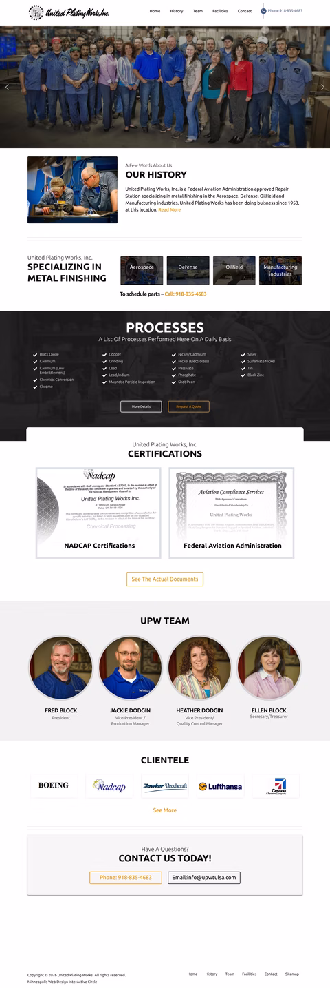 United-Plating-Works Homepage 1440px