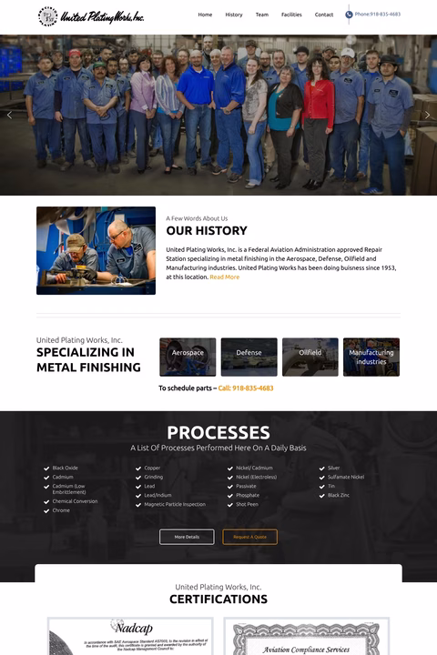 United-Plating-Works Homepage 1440px