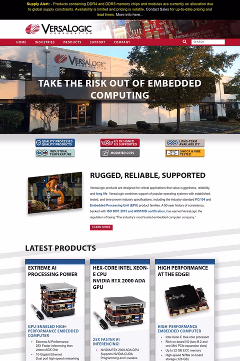Versalogic-Corporation Homepage 1440px