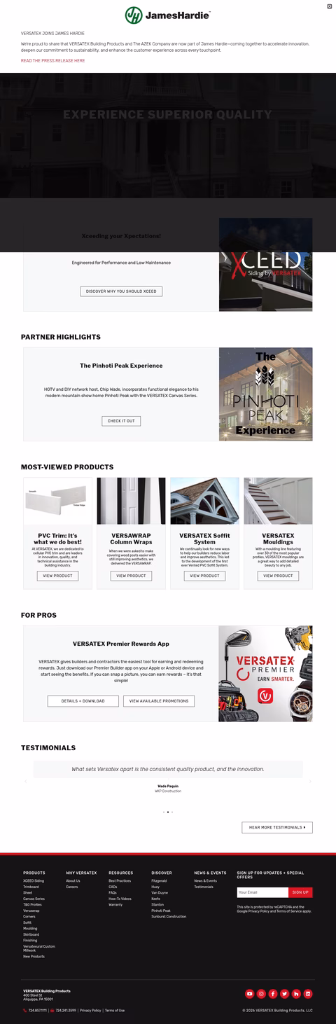 Versatex-Building-Products Homepage 1440px