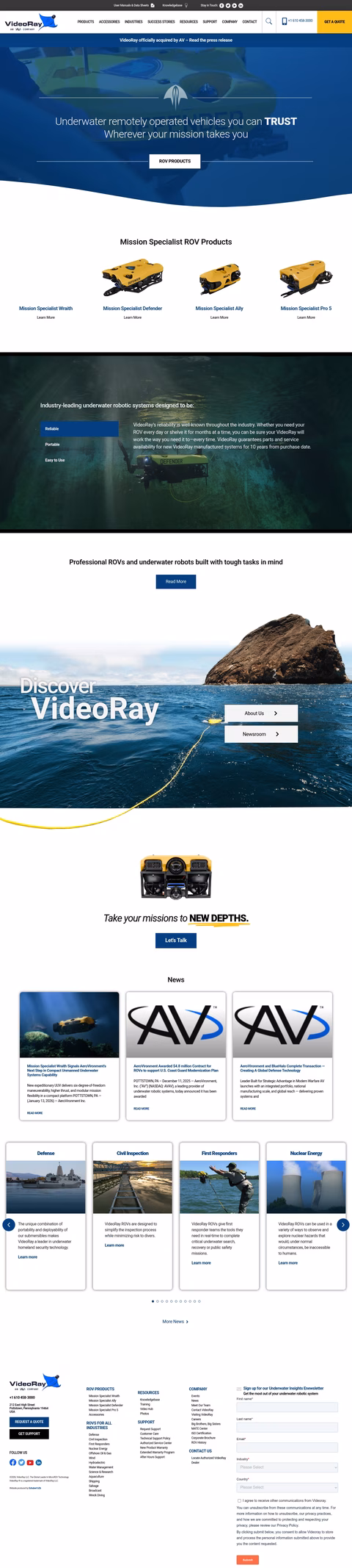 Videoray Homepage 1440px