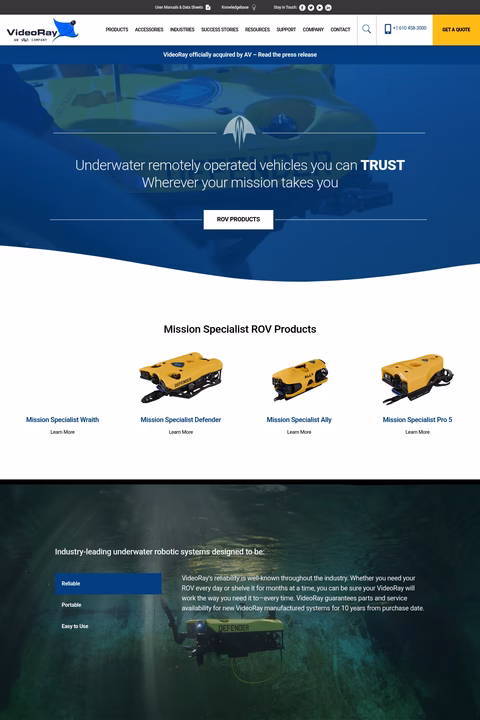 Videoray Homepage 1440px