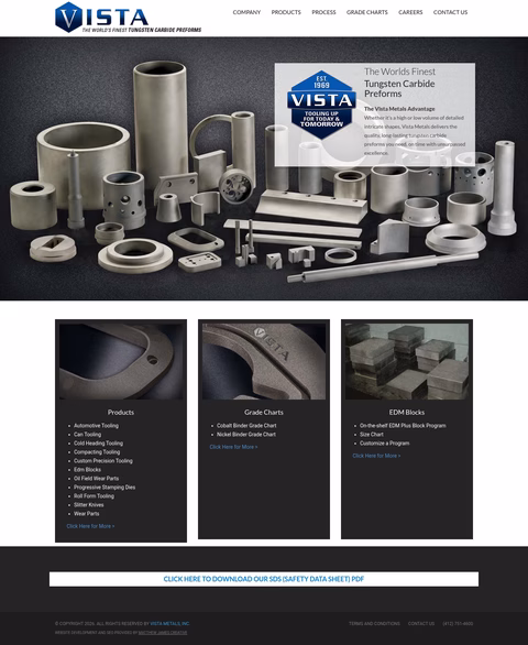Vista-Metals Homepage 1440px