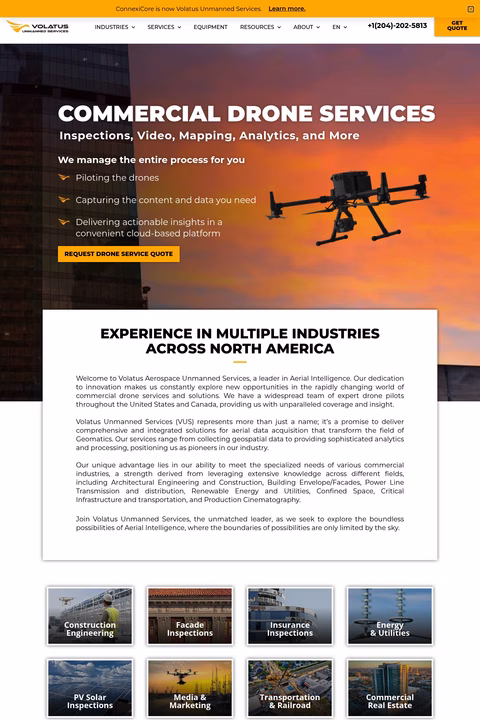 Volatus-Unmanned-Services Homepage 1440px