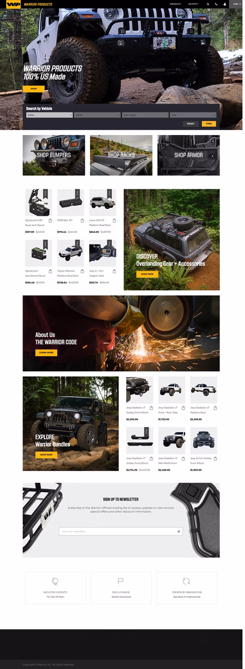 Warrior-Products Homepage 1440px