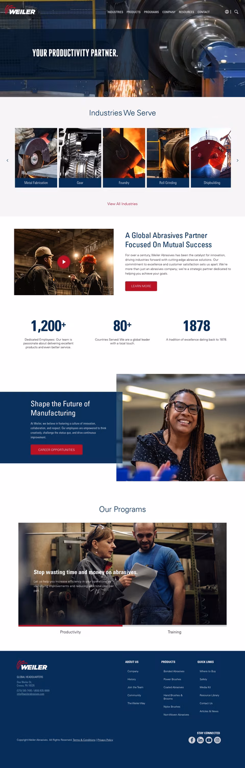 Weiler-Abrasives Homepage 1440px