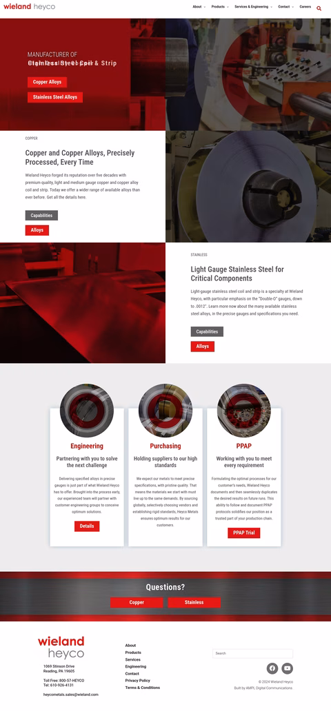 Wieland-Heyco Homepage 1440px