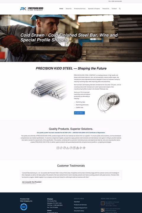 Precision-Kidd-Steel Homepage 1440px