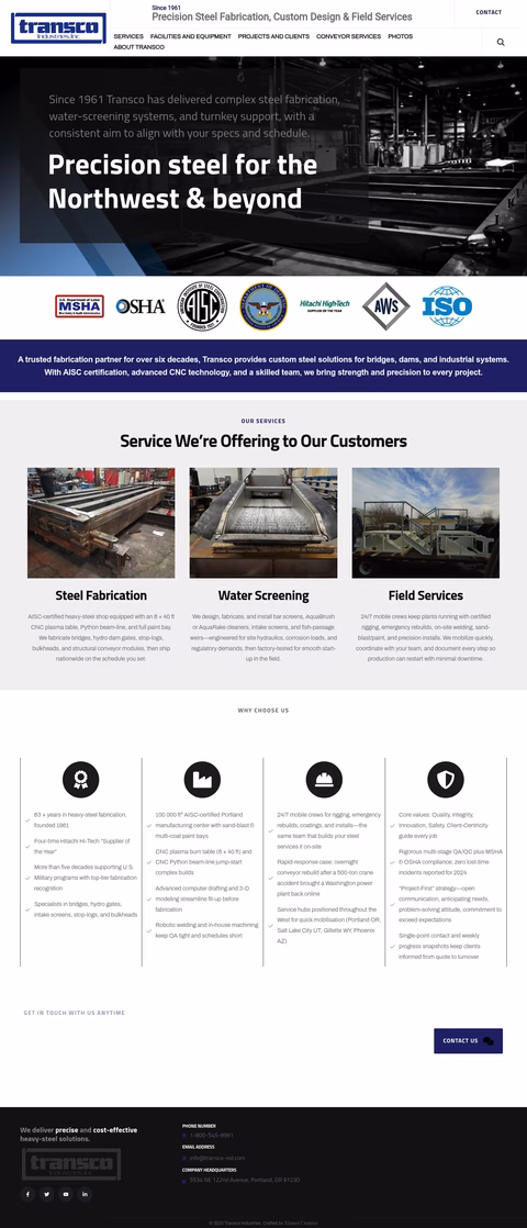 Transco-Industries Homepage 1440px