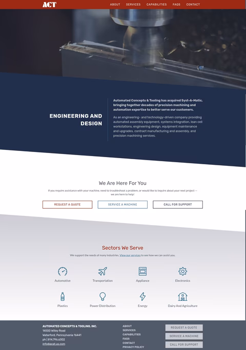 Automated-Concepts-Tooling Homepage 1440px