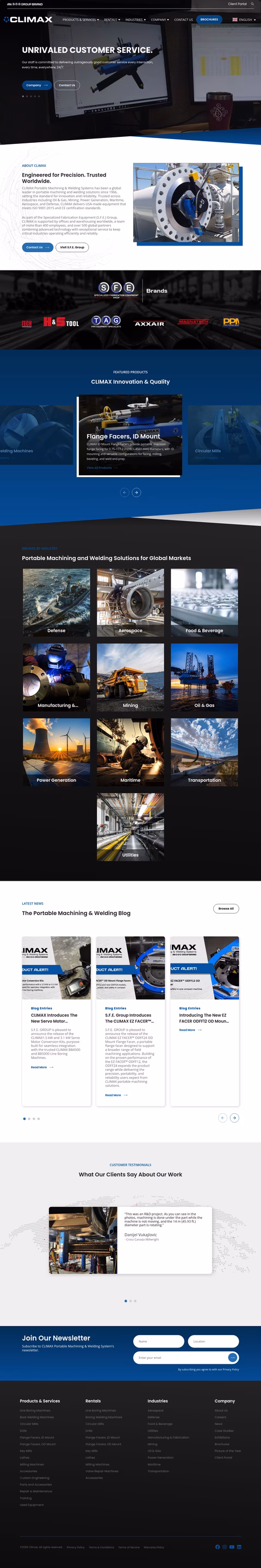 Climax-Portable-Machining-Welding-Systems Homepage 1440px