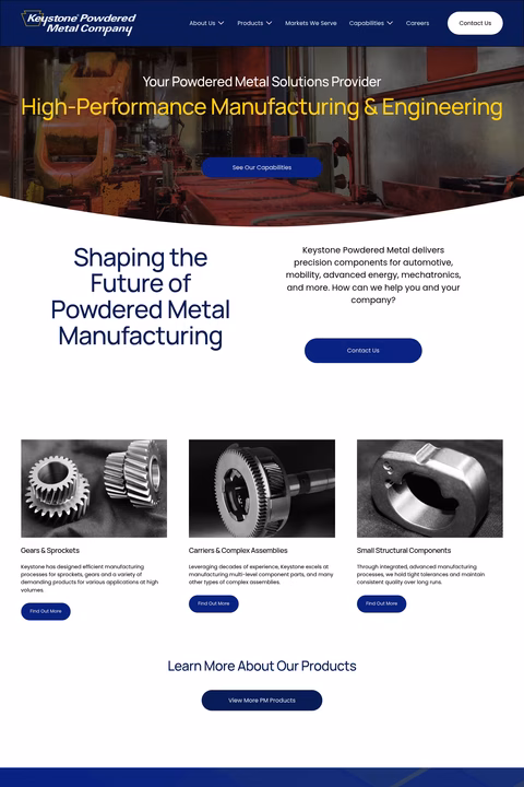 Keystone-Powdered-Metal-Company Homepage 1440px
