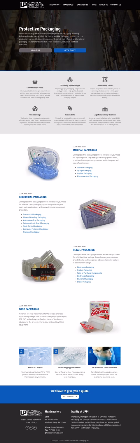 Universal-Protective-Packaging-Inc Homepage 1440px