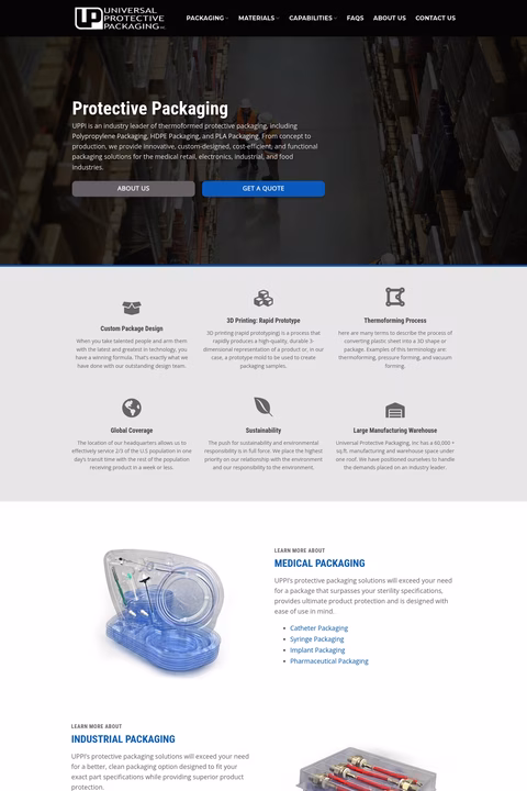 Universal-Protective-Packaging-Inc Homepage 1440px