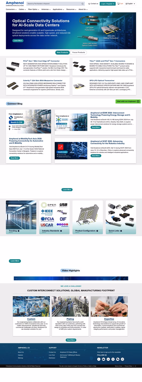 Amphenol-Communications-Solutions Homepage 1440px