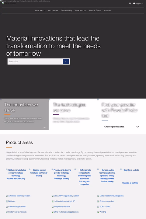 Höganäs-Metal-Powders Homepage 1440px