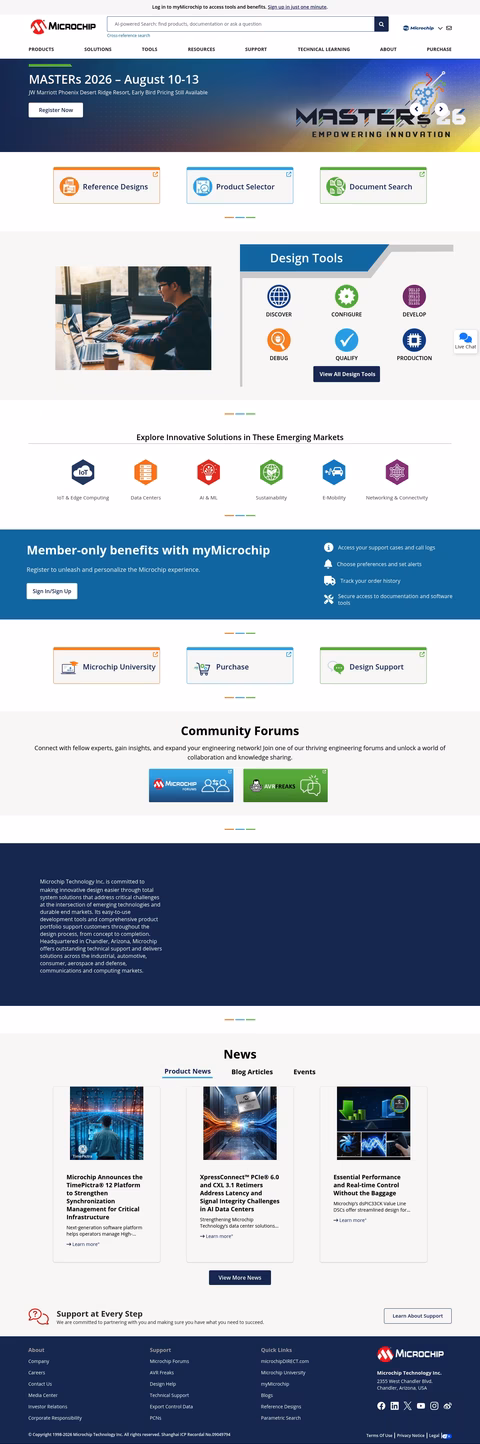 Microchip-Technology Homepage 1440px