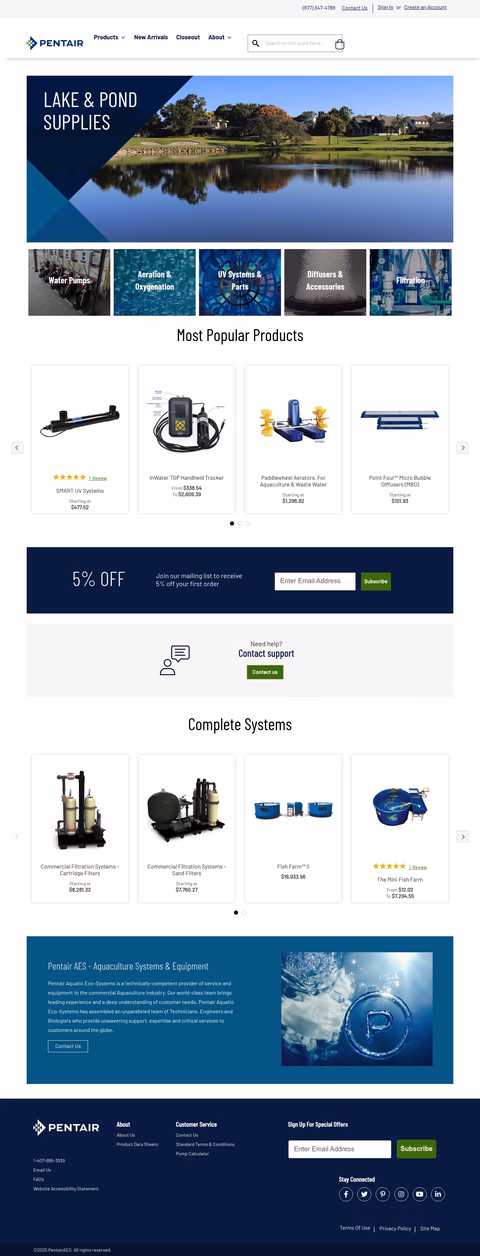 Pentair-Aquatic-Eco-Systems Homepage 1440px