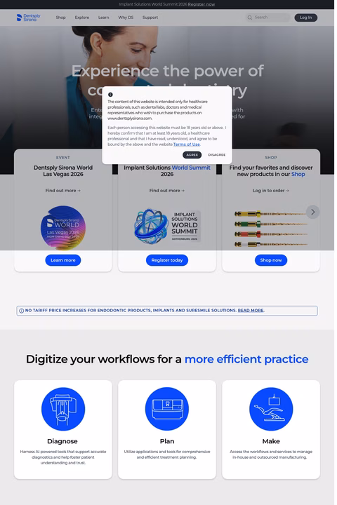 Dentsply-Sirona Homepage 1440px