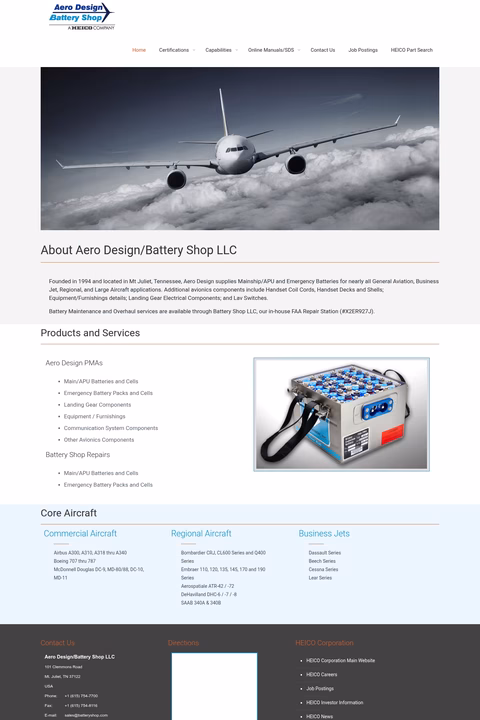 Aero-Design-Battery-Shop Homepage 1440px