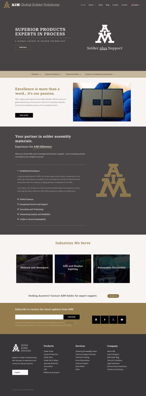 Aim-Solder Homepage 1440px