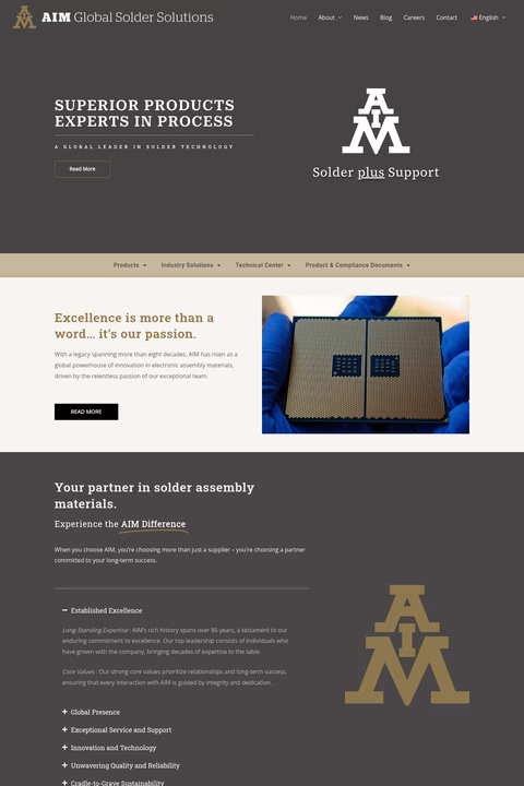 Aim-Solder Homepage 1440px