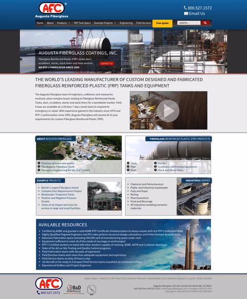 Augusta-Fiberglass Homepage 1440px
