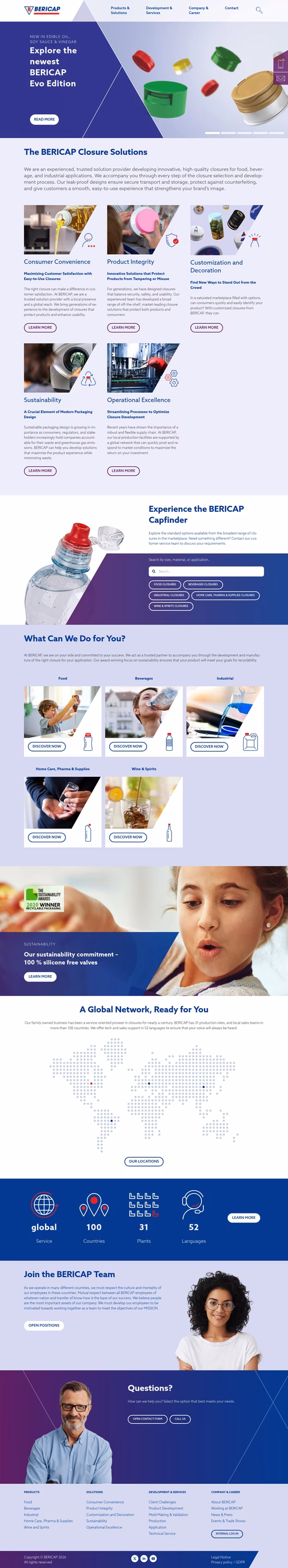 Bericap-Closures Homepage 1440px