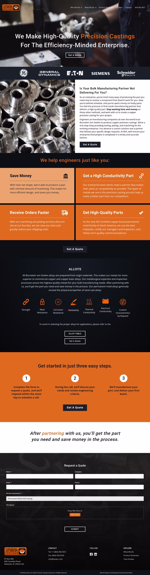 Burnstein-Von-Seelen-Precision-Castings Homepage 1440px