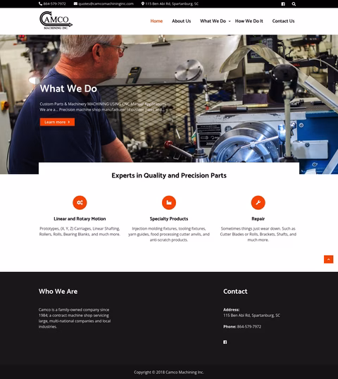 Camco-Machining-Inc Homepage 1440px