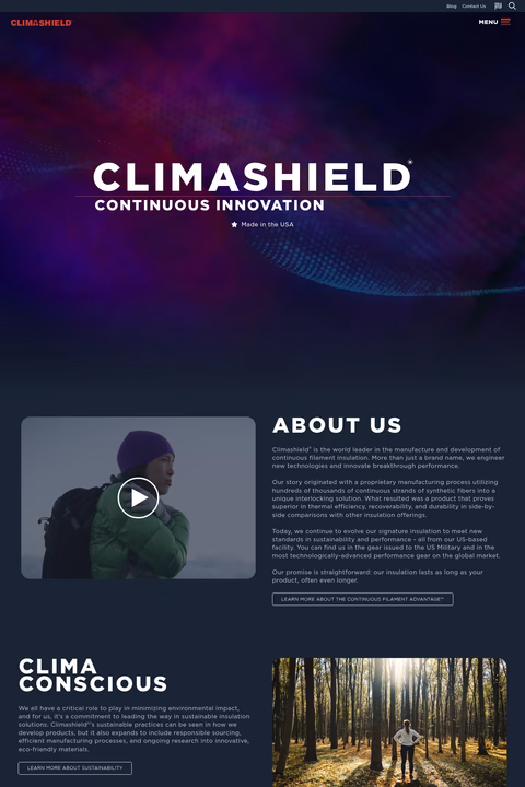 Climashield Homepage 1440px