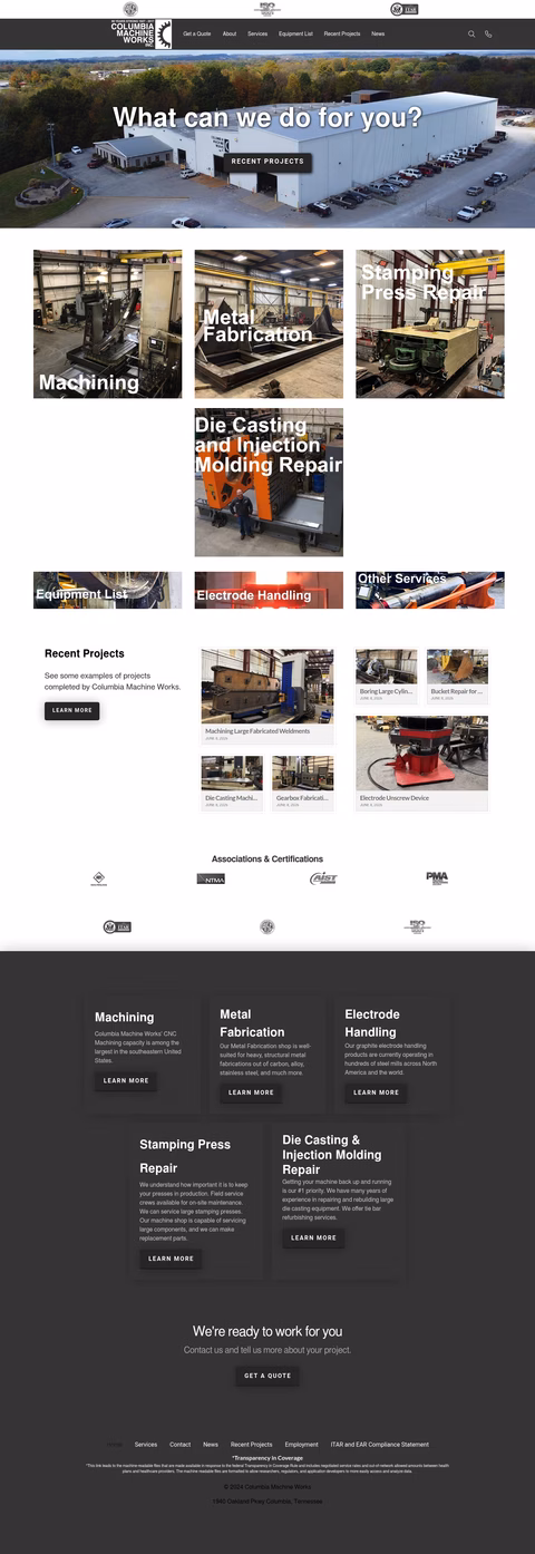 Columbia-Machine-Works Homepage 1440px