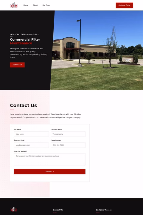 Commercial-Filter-Maintenance Homepage 1440px