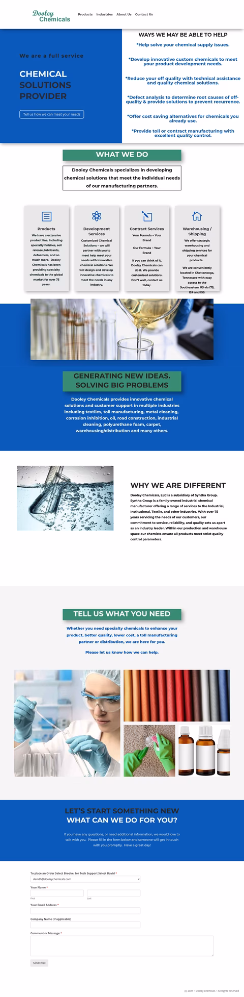 Dooley-Chemicals Homepage 1440px