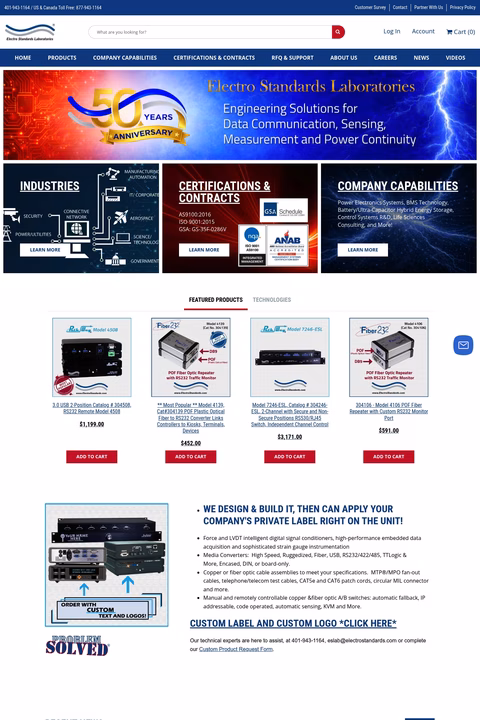 Electro-Standards-Laboratories Homepage 1440px