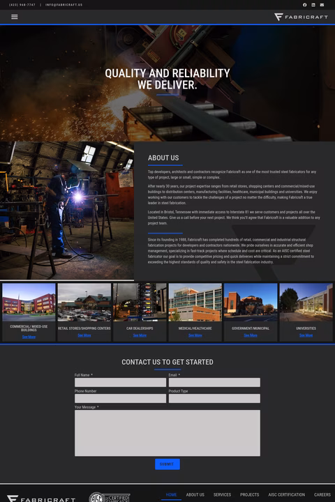 Fabricraft Homepage 1440px
