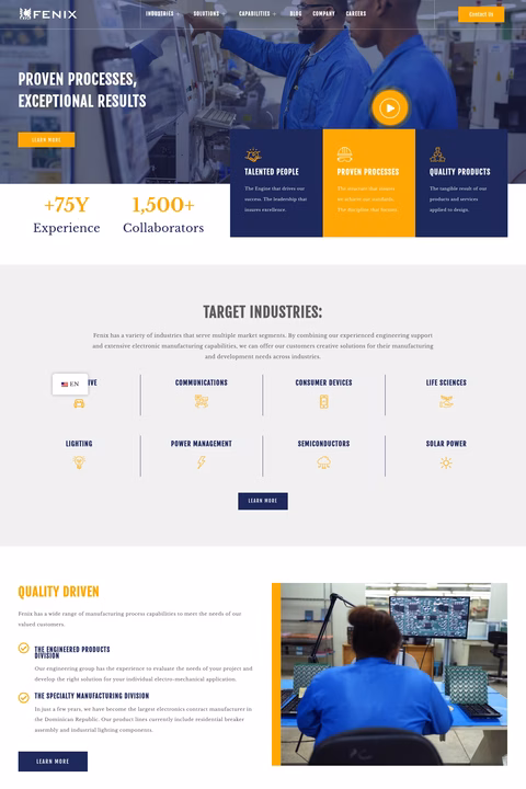 Fenix-Manufacturing-Solutions Homepage 1440px