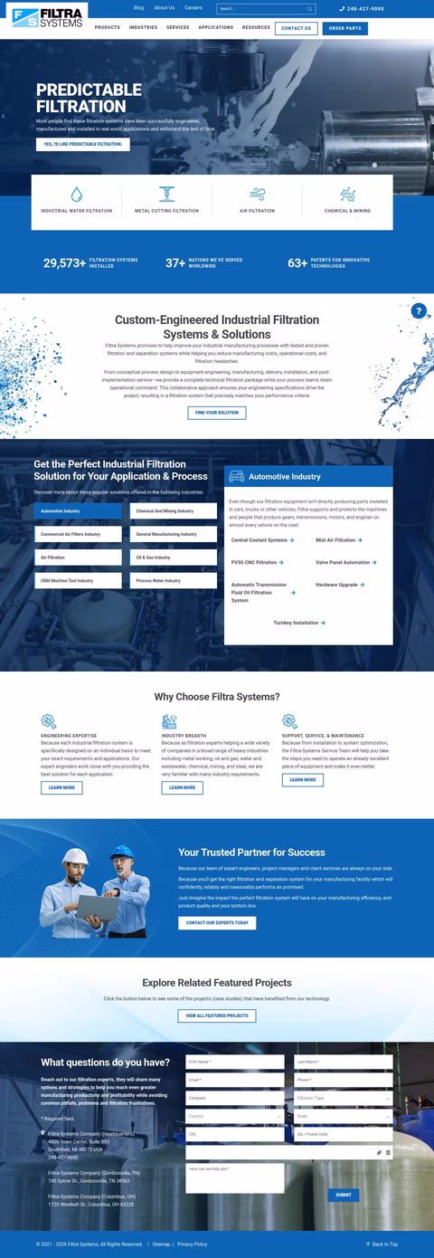 Filtra-Systems Homepage 1440px