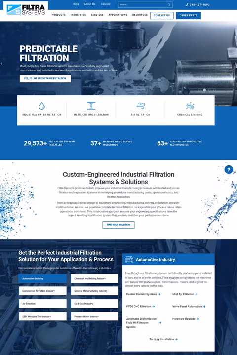 Filtra-Systems Homepage 1440px