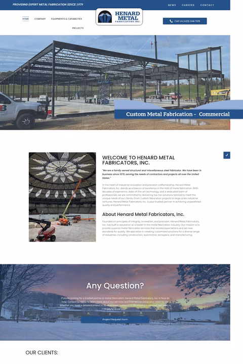 Henard-Metal-Fabricators Homepage 1440px