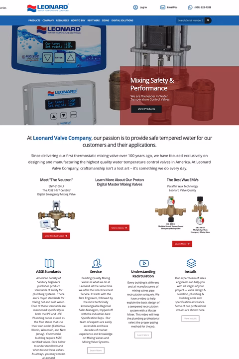 Leonard-Valve-Company Homepage 1440px