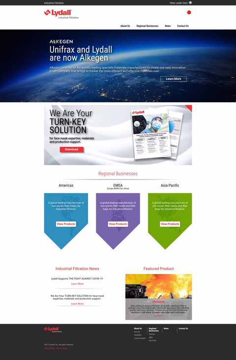 Lydall-Industrial-Filtration Homepage 1440px