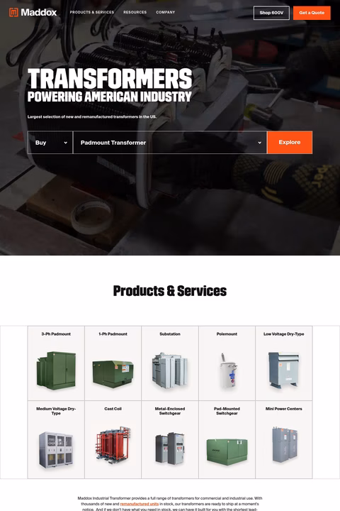 Maddox-Industrial-Transformer Homepage 1440px