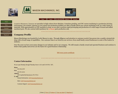 Mason-Machinings Homepage 1440px