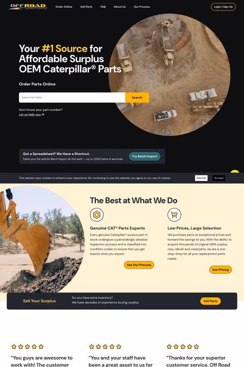 Off-Road-Equipment-Parts Homepage 1440px