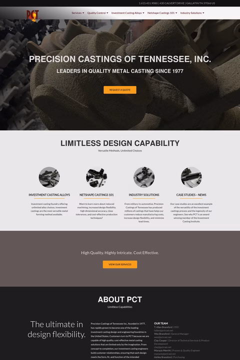 Precision-Castings-Of-Tennessee Homepage 1440px