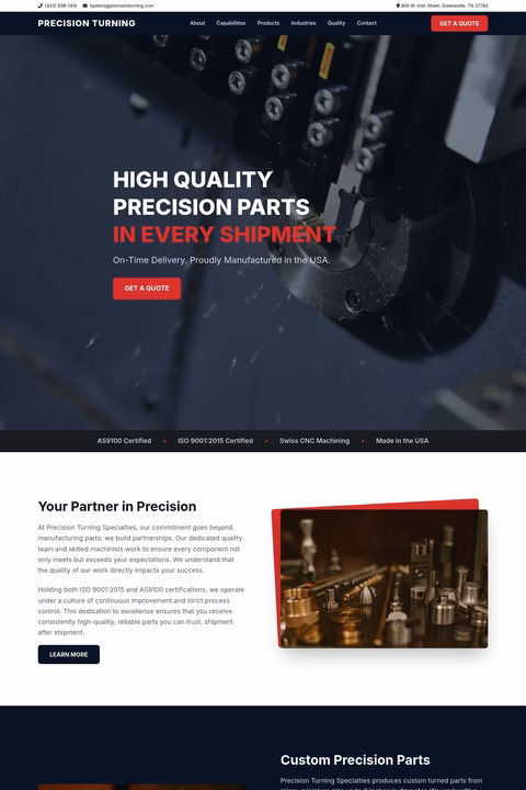 Precision-Turning-Specialties Homepage 1440px