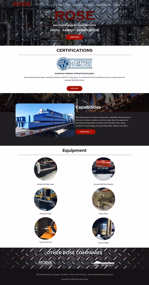 Rose-Fabricating Homepage 1440px
